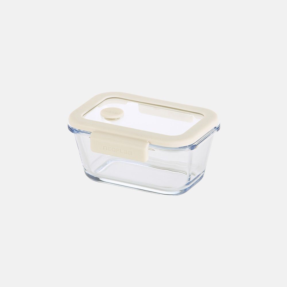 [NEOPLAM] GLACE Z Glass Vacuum Airtight Container Rectangular 460ml – IVORY _A Revolutionary Vacuum Airtight Container Made Entirely of Glass