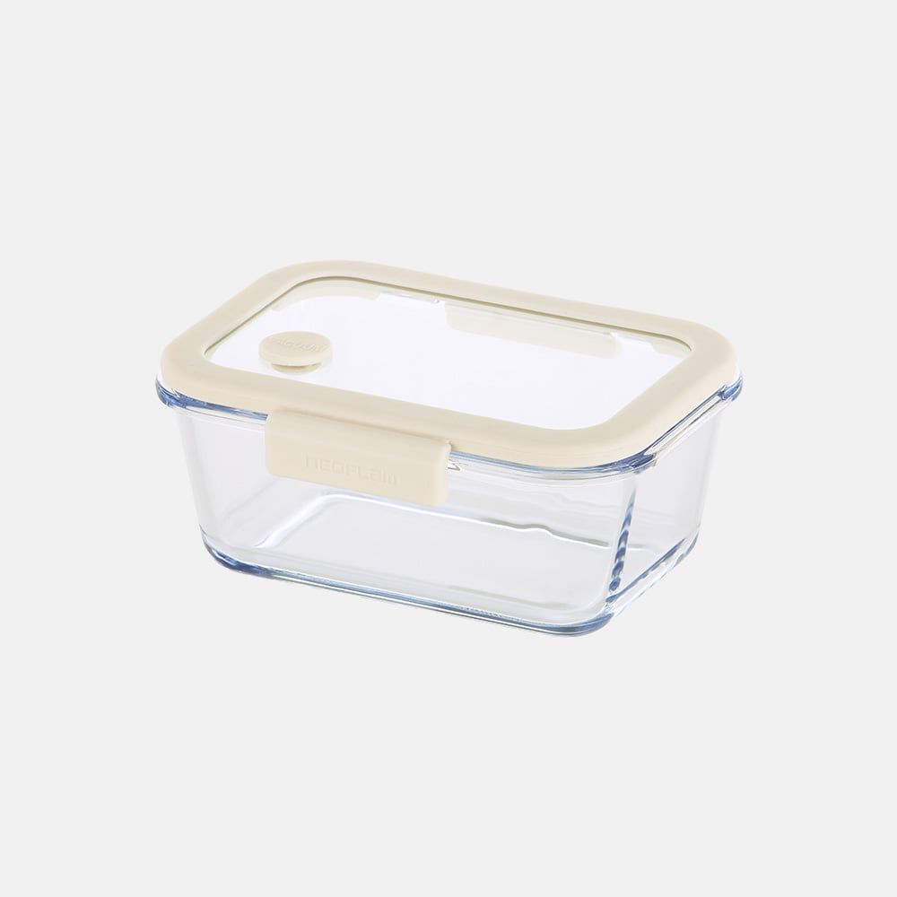 [NEOPLAM] GLACE Z Glass Vacuum Airtight Container Rectangular 800ml – IVORY _A Revolutionary Vacuum Airtight Container Made Entirely of Glass