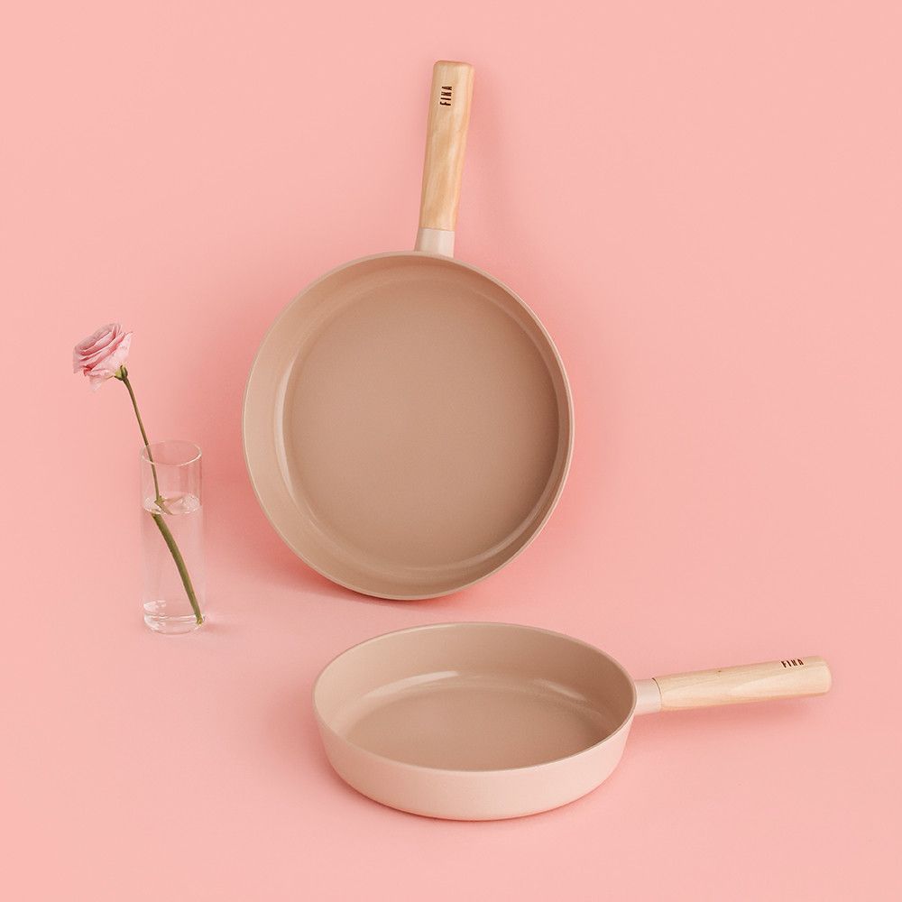 [Neoflam] FIKA OBJET Mini Peach Frying Pan 2-Piece Set ( 24cm Frying Pan + 28cm Frying Pan )_ Stylish and Eco-Friendly Premium Cookware  _Made in Korea