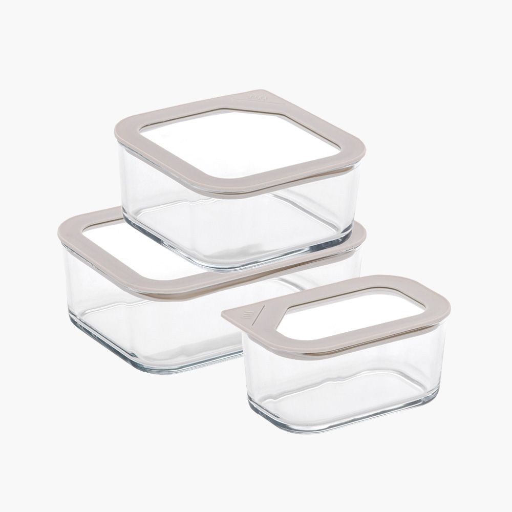 [Neoflam] FIKA ONE Glass Modular Airtight Container 3-Piece Set – A Practical and Eco-Friendly Kitchen Essential