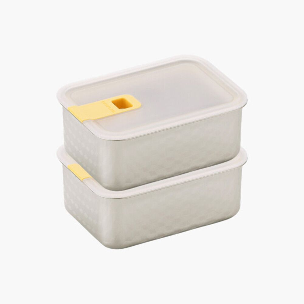 [NEOPLAM] PerfectSeal S Rectangular Airtight Container 2-Piece Set (800ml*2ea)  (Grid Pattern) – Easy and Safe to Use, Perfect Airtight Seal