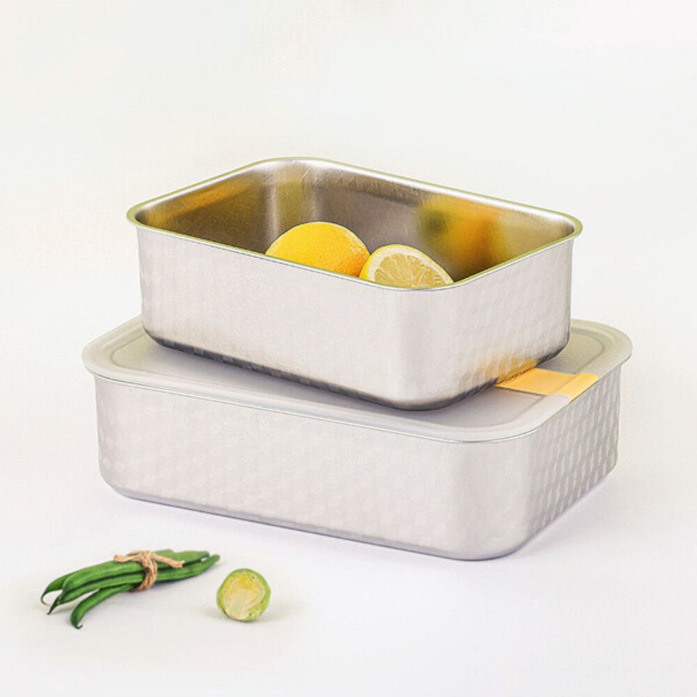 [NEOPLAM] PerfectSeal S Rectangular Airtight Container 2-Piece Set ( 1150ml+1650ml )(Grid Pattern) – Easy and Safe to Use, Perfect Airtight Seal