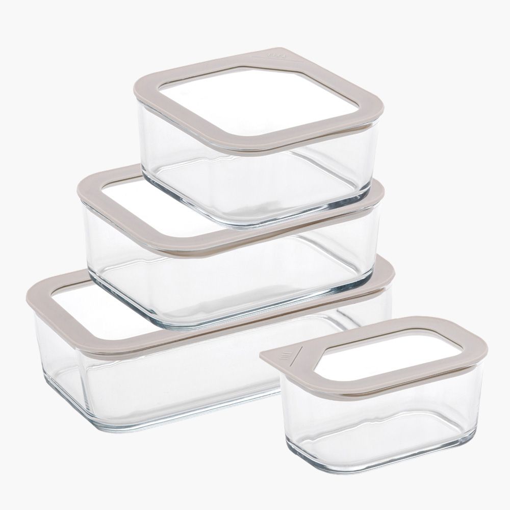 [Neoflam]FIKA ONE Glass Modular Airtight Container 4-Piece Set – A Practical and Eco-Friendly Kitchen Essential