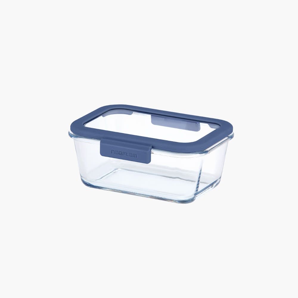 [NEOPLAM] GLACE Z Glass Vacuum Airtight Container Rectangular 460ml – Blue, A Revolutionary Vacuum Airtight Container Made Entirely of Glass