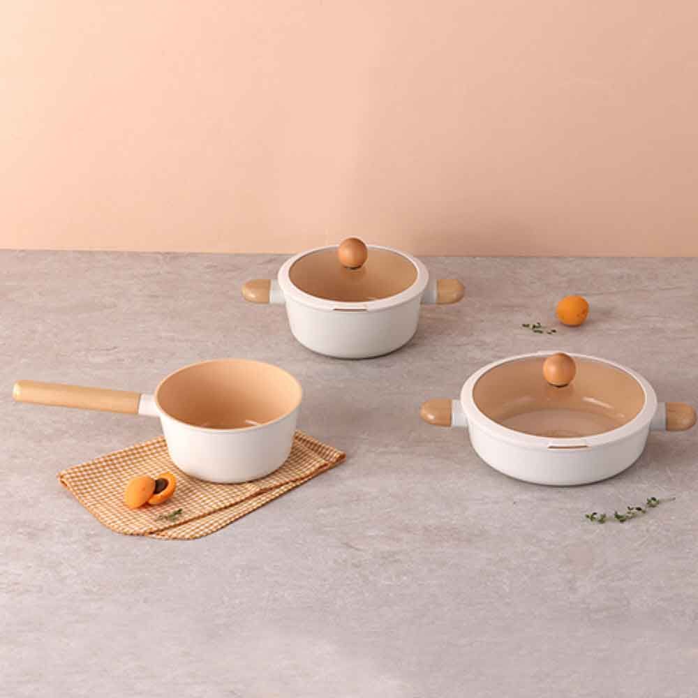 NEOFLAM Breeze IH Ceramic Pot 3-Piece Set – Premium Forged IH Pots with Safe Nonstick Ceramic Coating (18cm, 20cm, 24cm) _ Made in Korea