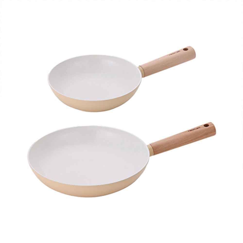 NEOFLAM Maze IH Ceramic Frypan 2-Piece Set (26cm Frypan, 28cm Deep Frypan/Stir-Fry Pan) 