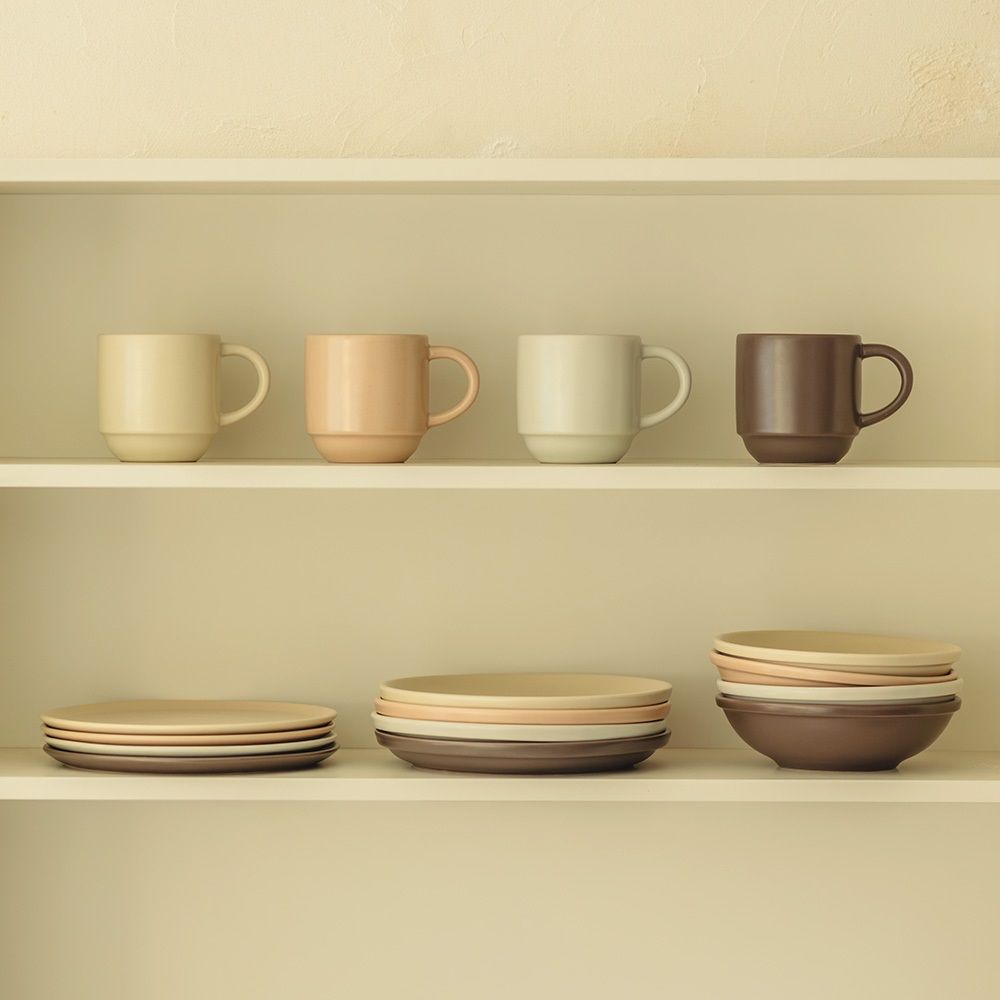 NEOFLAM FIKA Brunch 4-Person 12-Piece Set (Beige & Pink) – Aesthetic Brunch Tableware Inspired by Nature