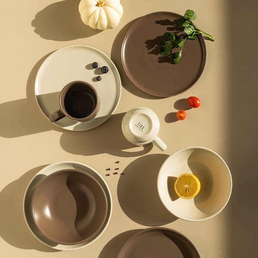 NEOFLAM FIKA Brunch  6-Piece Set (White & Grey) – Aesthetic Brunch Tableware Inspired by Nature