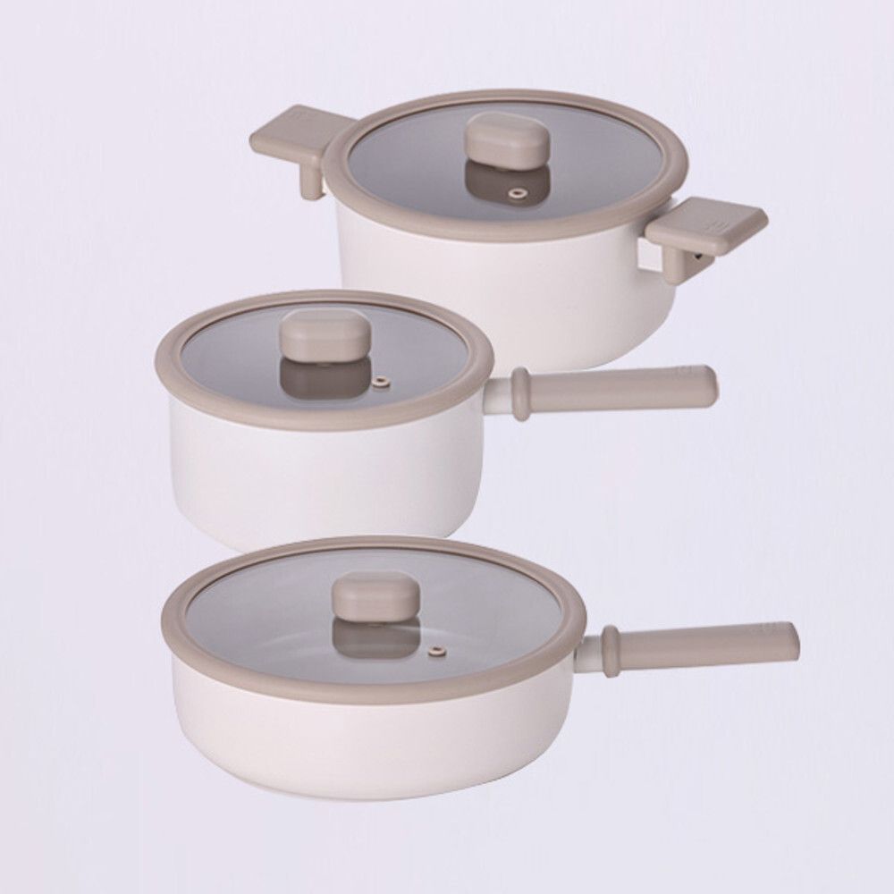 NEOFLAM Chouchou Cookware Set of 3 (18cm Saucepan + 20cm Casserole + 24cm Multi-Pan)  _ Made in Korea