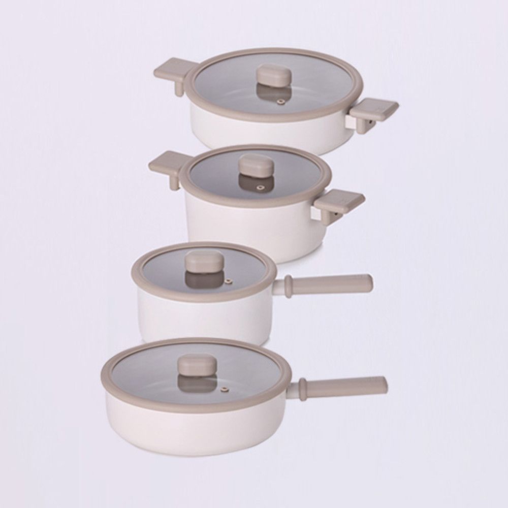 NEOFLAM Chouchou Family Cookware Set of 4 (18cm Saucepan + 20cm Casserole + 24cm Shallow Pot + 24cm Multi-Pan)  _ Made in Korea