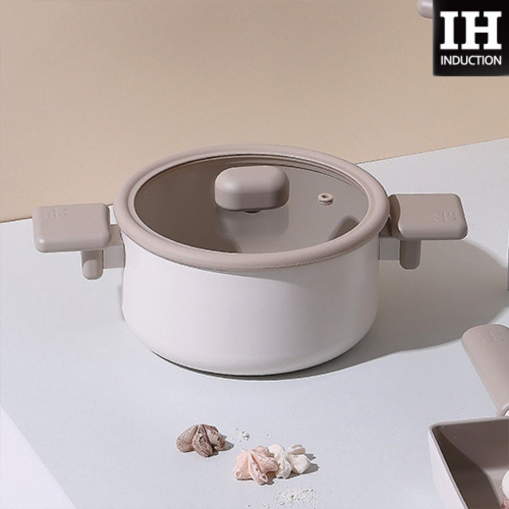 NEOFLAM Chouchou 18cm Casserole Pot (Two-Handle Pot) – Premium Ceramic Cookware with Cute Design & Full Induction Performance _ Made in Korea