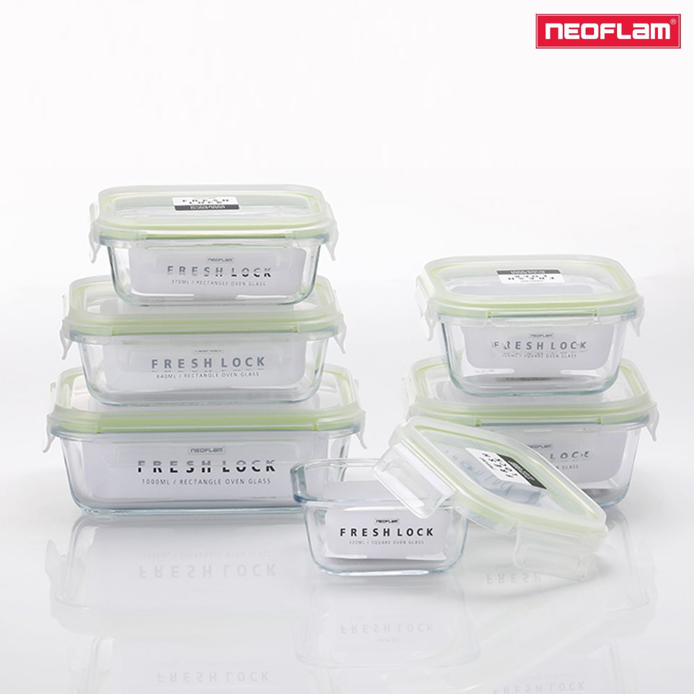 NEOFLAM Freshlock Heat-Resistant Glass Food Storage Containers – 6-Piece
