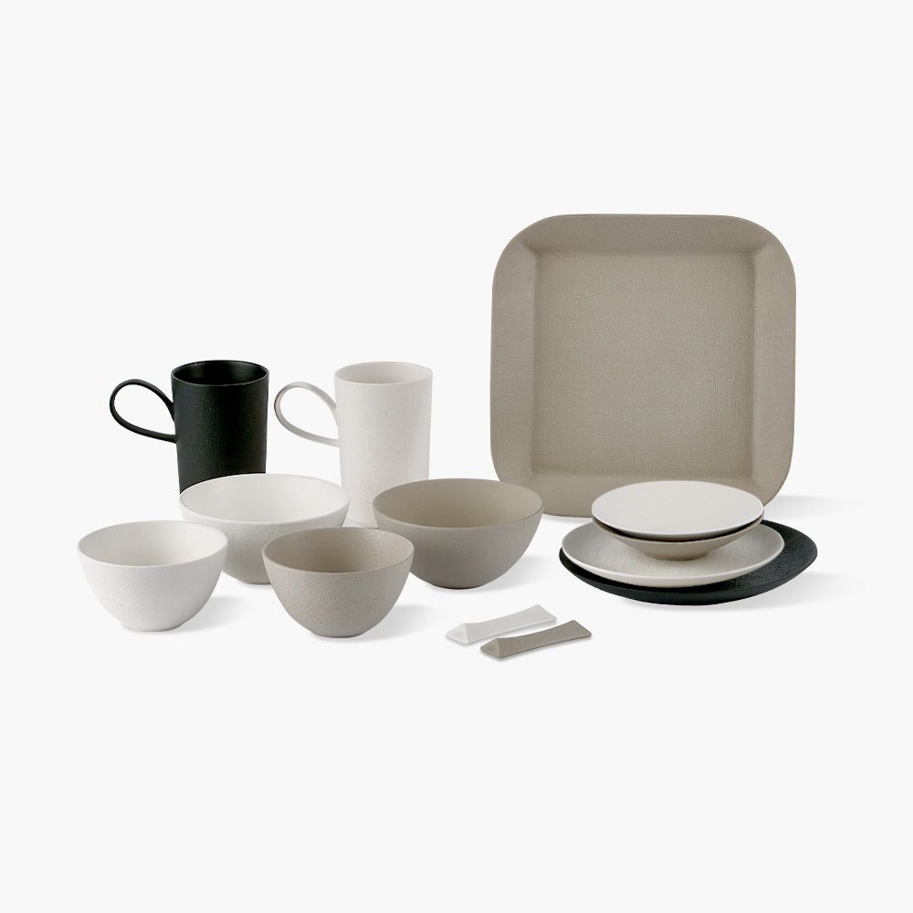 NEOFLAM Milan Ceramic Dinnerware Set for 2 (13 Pieces) _ Emotional Tableware Embodying the Beauty of Essence