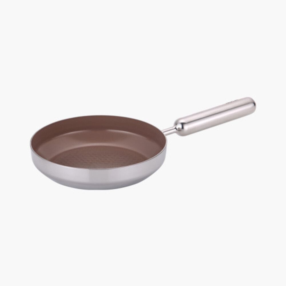 NEOFLAM EDGE Stainless Steel IH Frying Pan 20cm – Brown _ Healthy Ceramic-Coated Stainless Steel Induction Fry Pan 