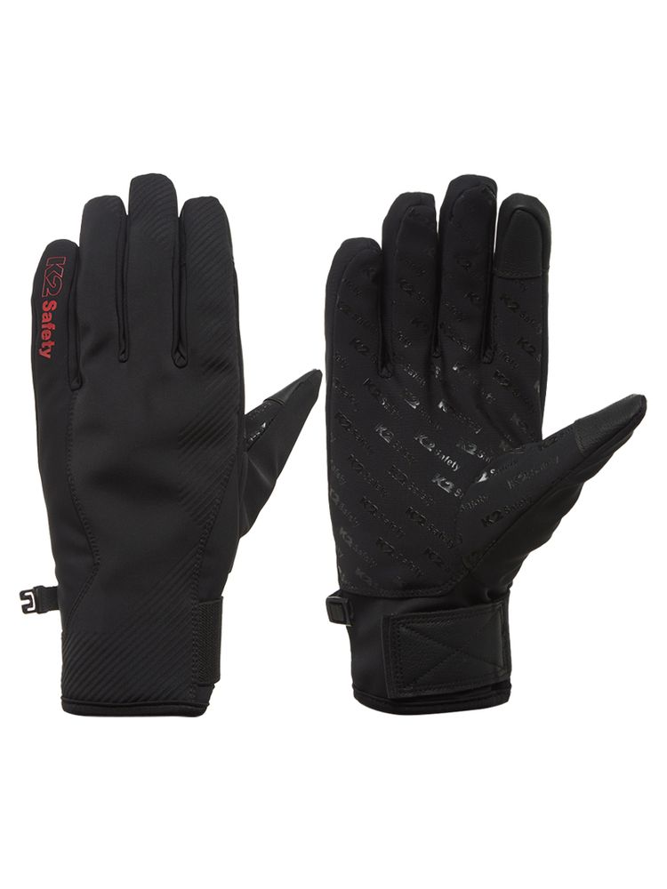 K2 Safety Easy Warm 2 Winter Gloves - High-Stretch, Touchscreen, Non-Slip (Black)