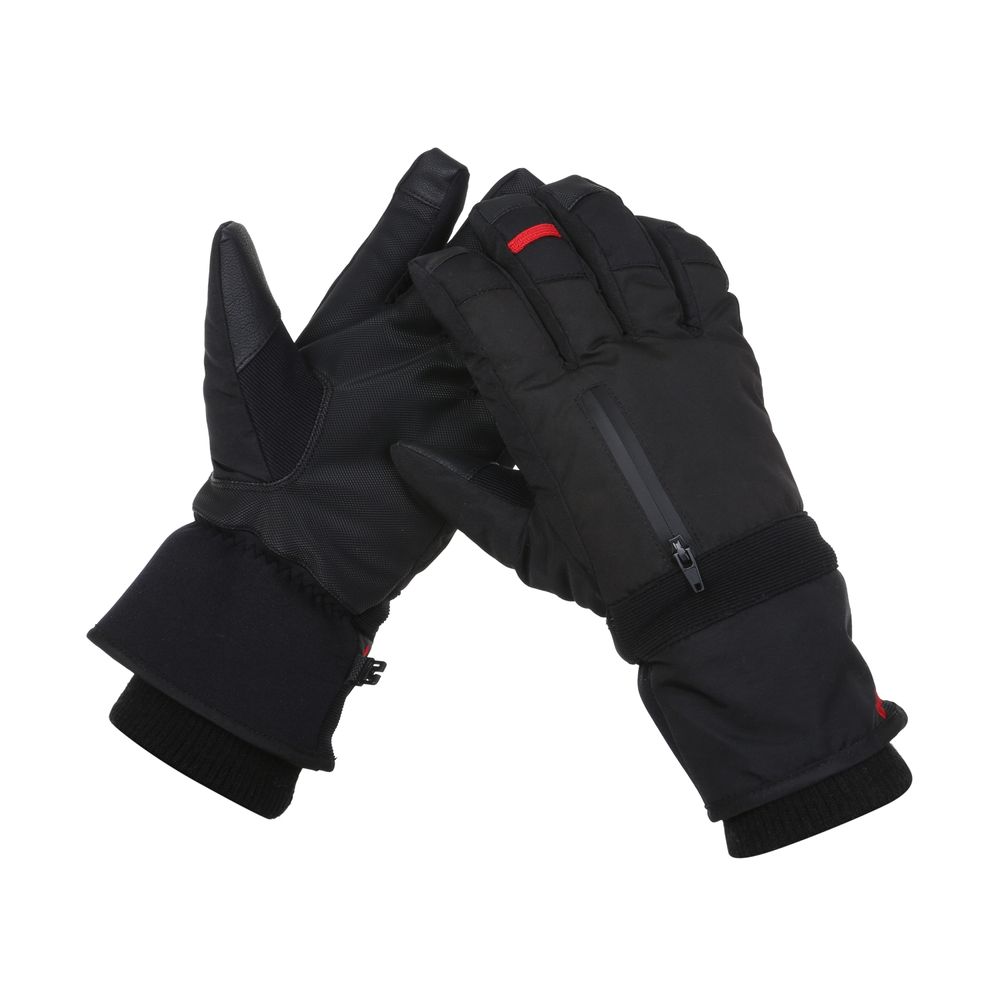 K2 Safety Winter Gloves - Ski Style, Rib-Knit Cuffs, Zippered Pocket (Black)