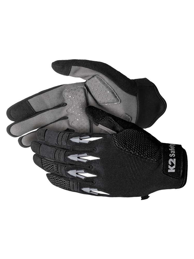 K2 Safety Anti-Vibration Gloves HELI (Black) – 4mm Gel Palm Pad, TPR Finger Protection, Non-slip Grip
