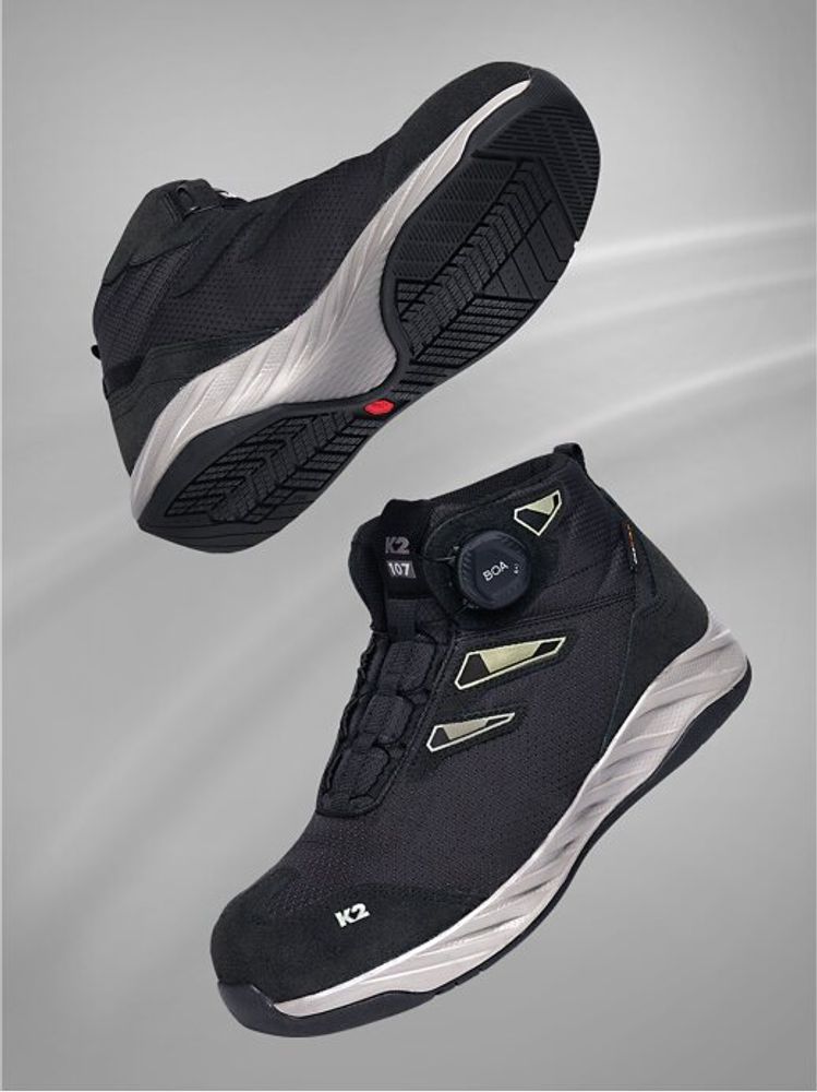 K2 Safety K2-107BK (Black) – Lightweight & Durable Tactical Work Shoes with BOA® L+1 Dial Fit System