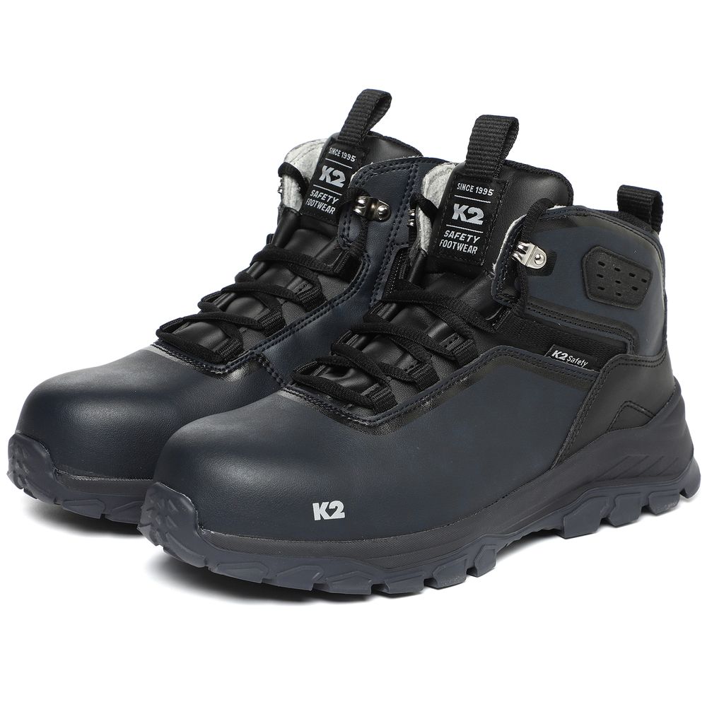 K2 Safety K2-114N (Navy) – Wide Toe Cap Safety Shoes with Side Zipper and Slip-Resistant Outsole