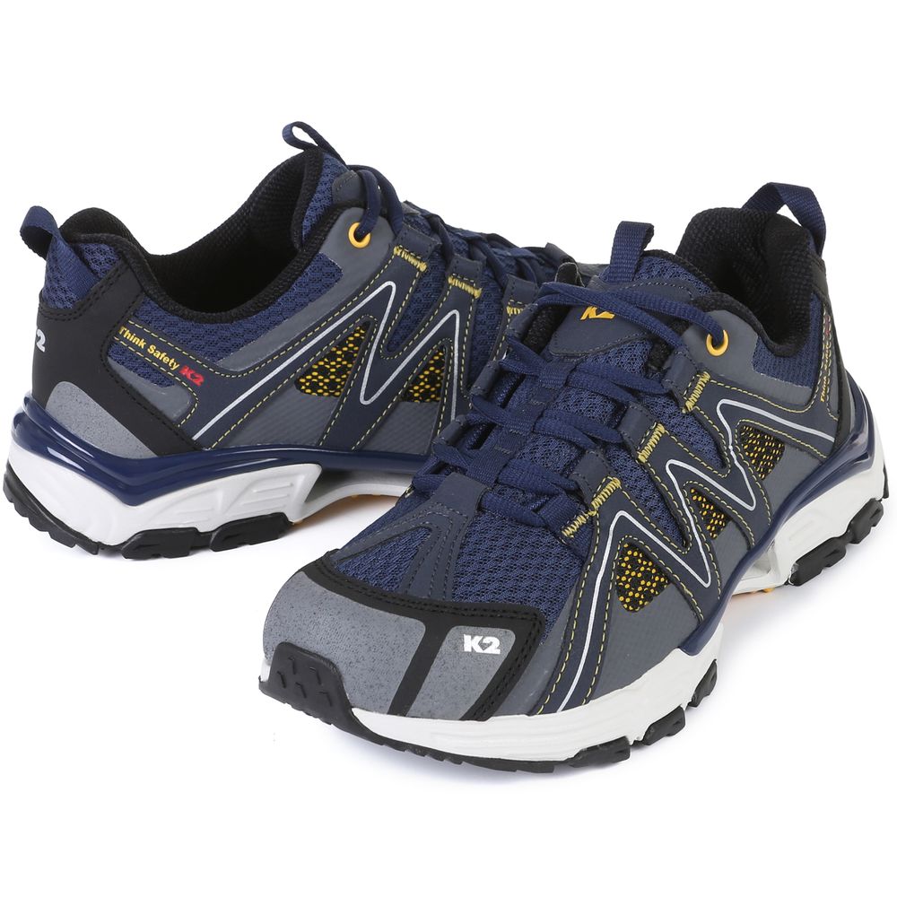 K2 Safety Air Mesh Lava (Navy) – Breathable, Lightweight Walking Safety Shoes with Phylon Cushioning