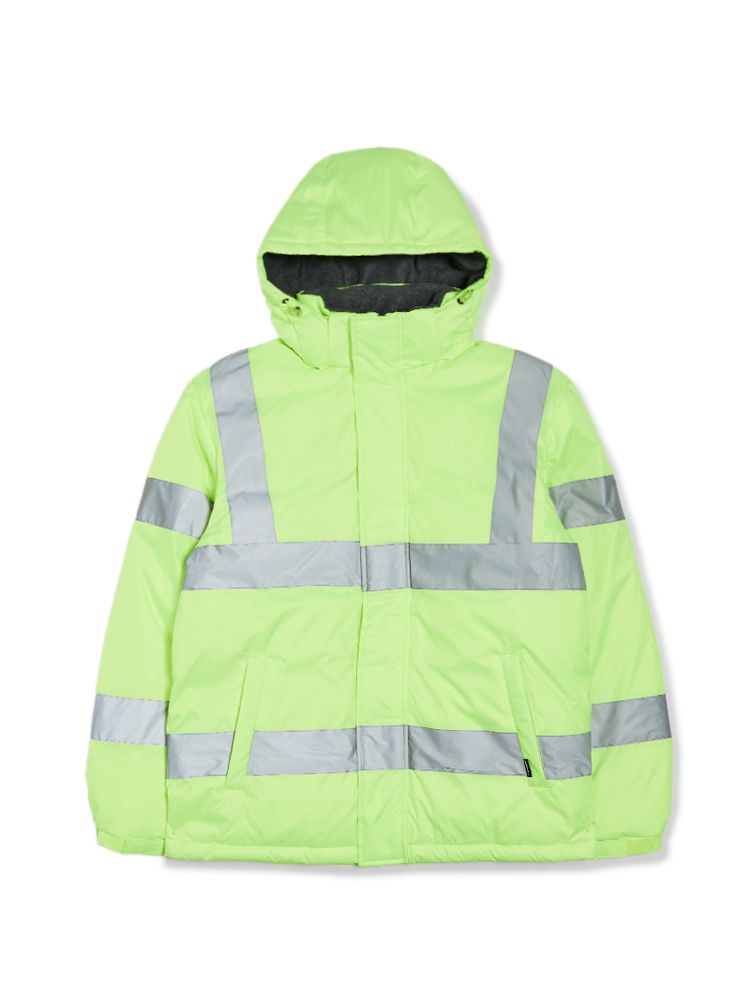 K2 Safety High-Visibility Down Jacket - Duck Down, Reflective, Polar Fleece Lining (Lemon) 21JK-F168R
