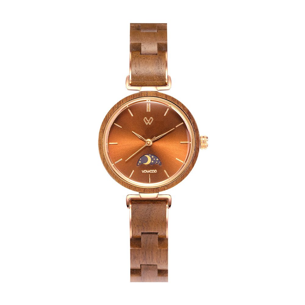 VOWOOD Ciel-Gorgeous Twilight Women's Wrist Watch / Natural Wood Handcrafted Premium Fashion Wristwatch, Walnut Tree, High-quality Wood Package, Lifetime Warranty - Made in Korea