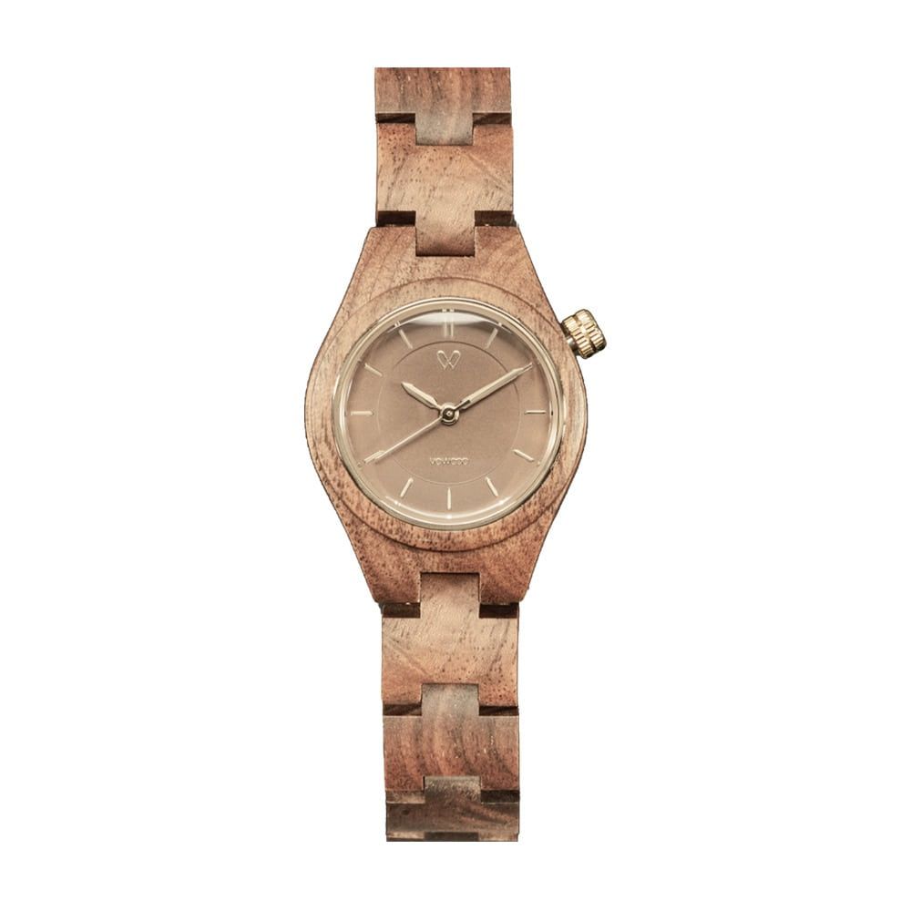 VOWOOD Romeo And Juliet - Chocolate Walnut Woen's Wrist Watch / Natural Wood Handcrafted Premium Fashion Wristwatch, Walnut Tree, High-quality Wood Package, Lifetime Warranty - Made in Korea