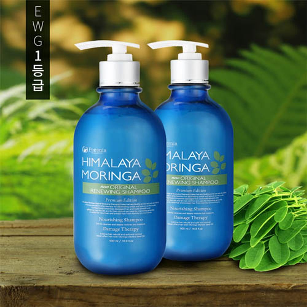POGONIA Himalaya Moringa New Original Shampoo 500ml EWG Green Grade Natural Surfactant for Sensitive Scalp and Volume _ Made in Korea