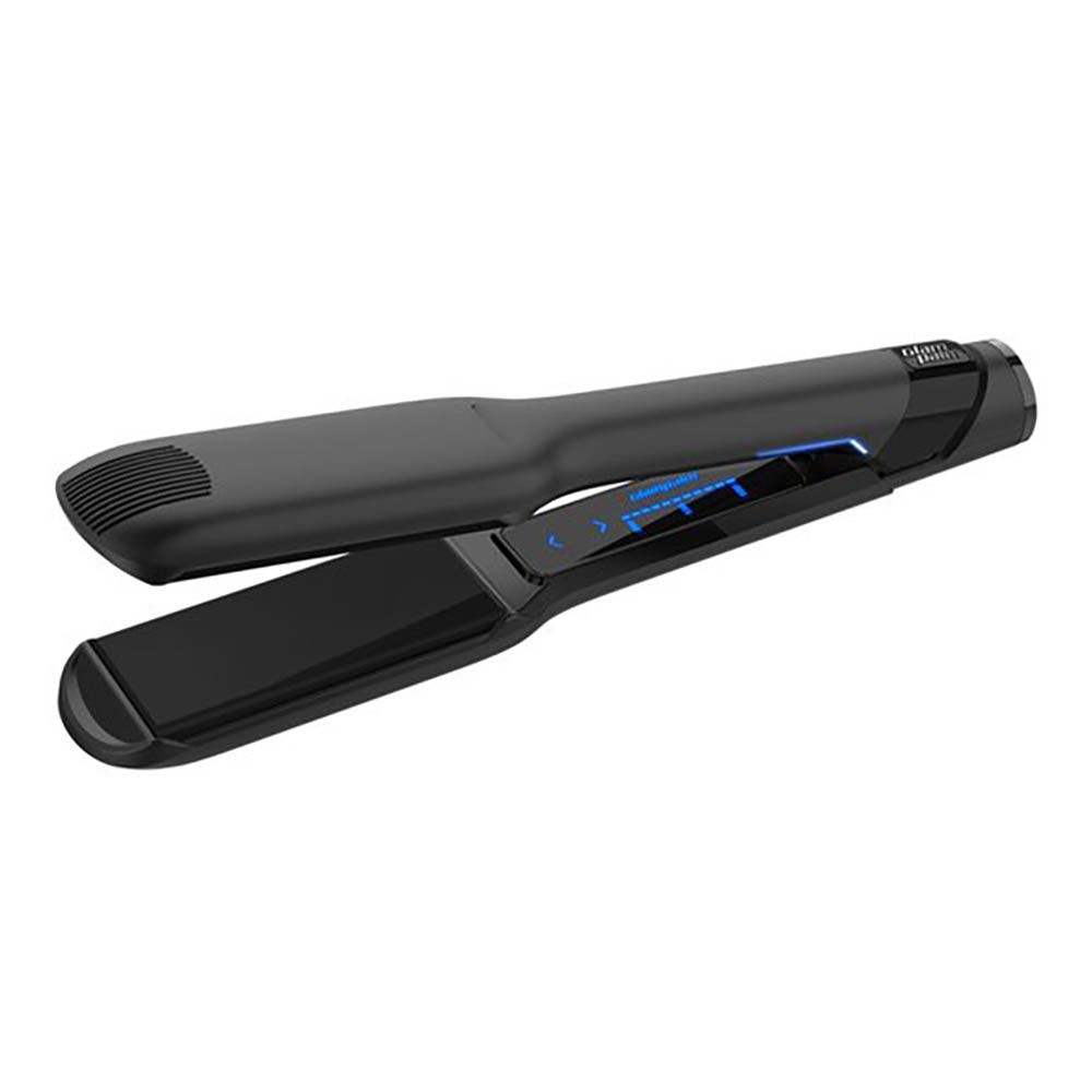 Glampalm Hair Straightener, GP501T_PB Flat Yype Large (Black), 3D 360-degree Swivel Cord, 11-Level Temperature Control, Free Voltage, Minimal Hair Damage, LED Display - Made in KOREA