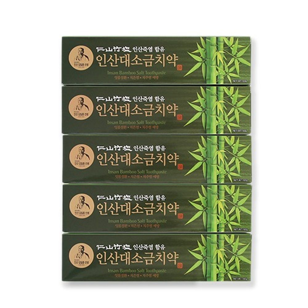 [INSAN BAMBOO SALT] InSan Dae-Sogeum Toothpaste 160g * 5 – Traditional Korean 9x Roasted Bamboo Salt Toothpaste for Gum and Oral Health _ Made in Korea 