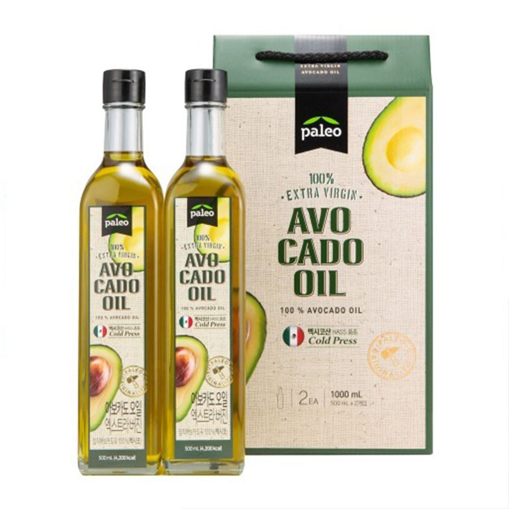 [PALEO] 100% Extra Virgin Avocado Oil Gift Set 500mlx2-100% Pure, Cold Pressed, HASS Avocado-Made in Korea