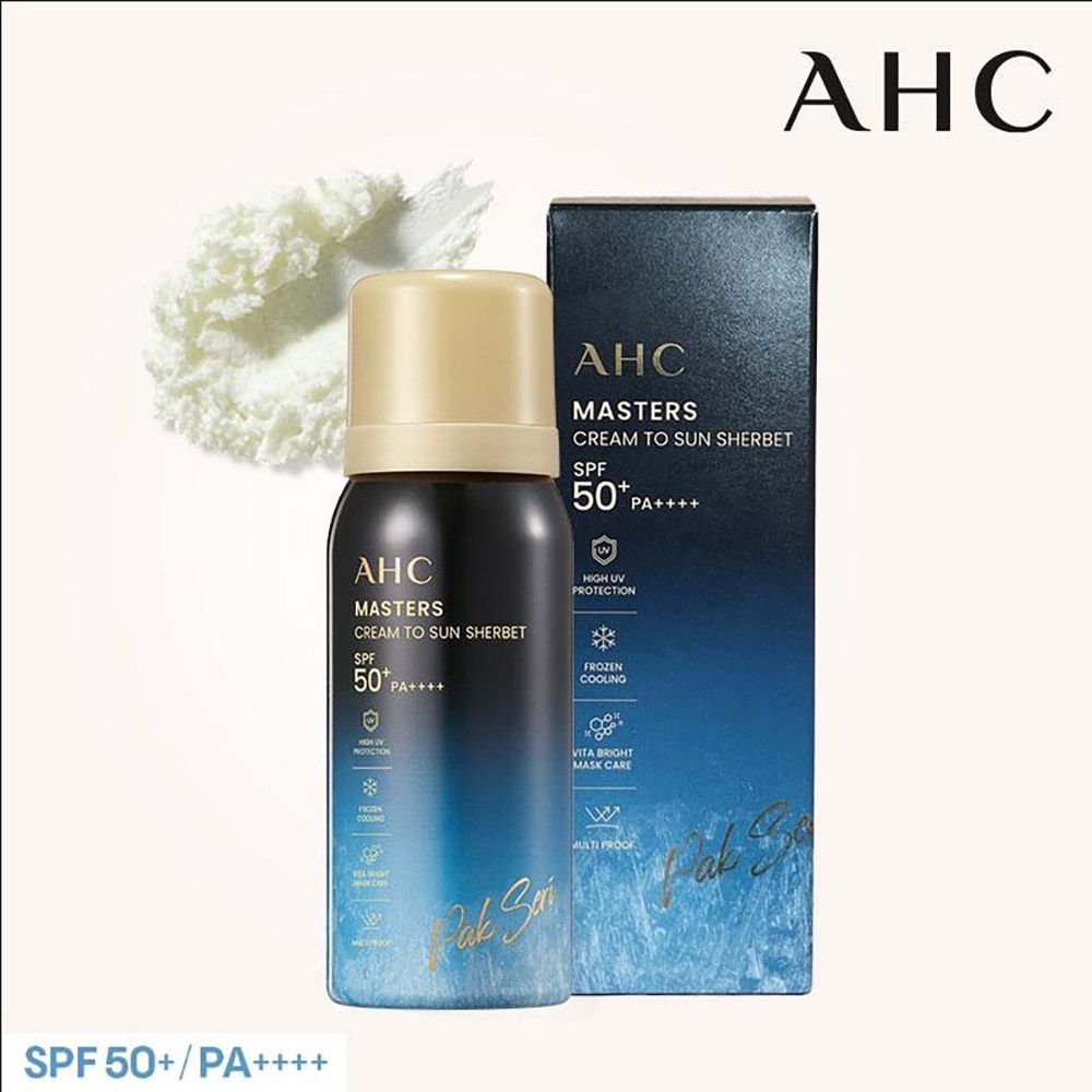 AHC Masters Cream to Sun Sherbet (Sunscreen) 60g (SPF50+ PA++++), UV protection, Ice Bubble Cooling, Brightening, Vitamin water-soluble Collagen, Pak Seri sunscreen _ Made in Korea