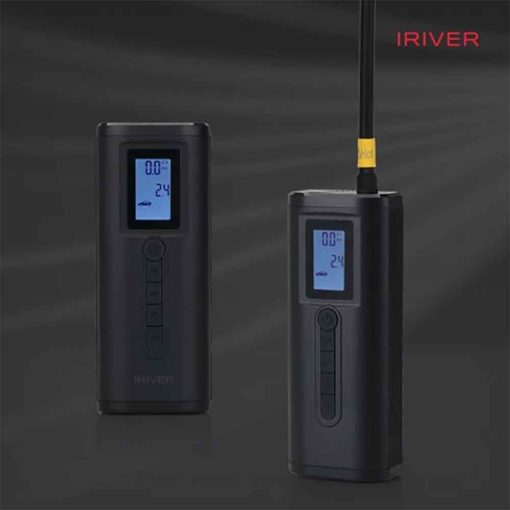 iRiver Smart Tire Air Pump AP-200W, air charging for various tires and balls., easy tire air charger, prevents over-injection and explosion, includes 3 nozzles, USB charging, LED lantern, 390g lightweight