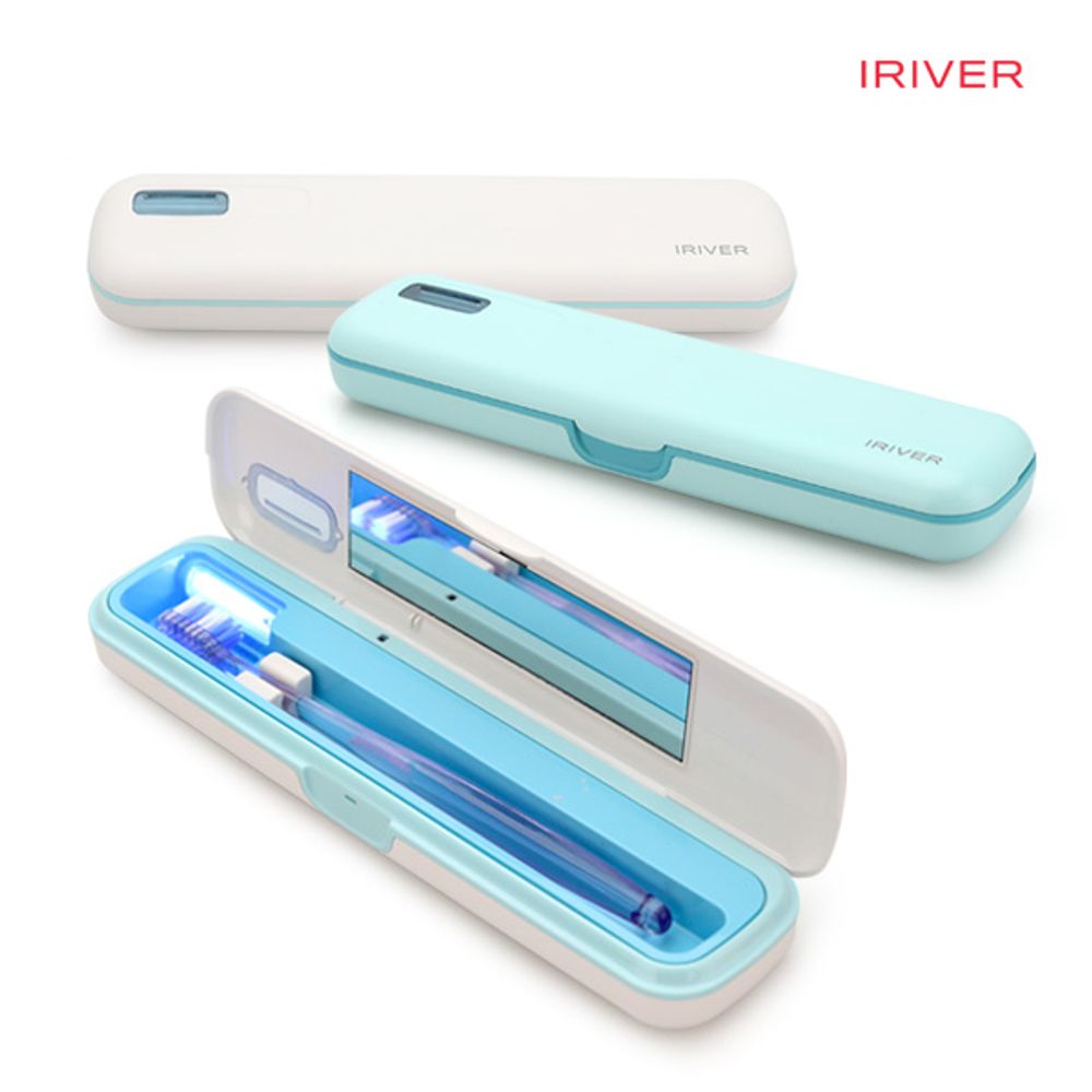 iRiver Portable Toothbrush Sterilizer ITS-200, UV lamp 99.9% sterilization function, USB charging, mirror attached, removable for cleaning, antibacterial ABS material