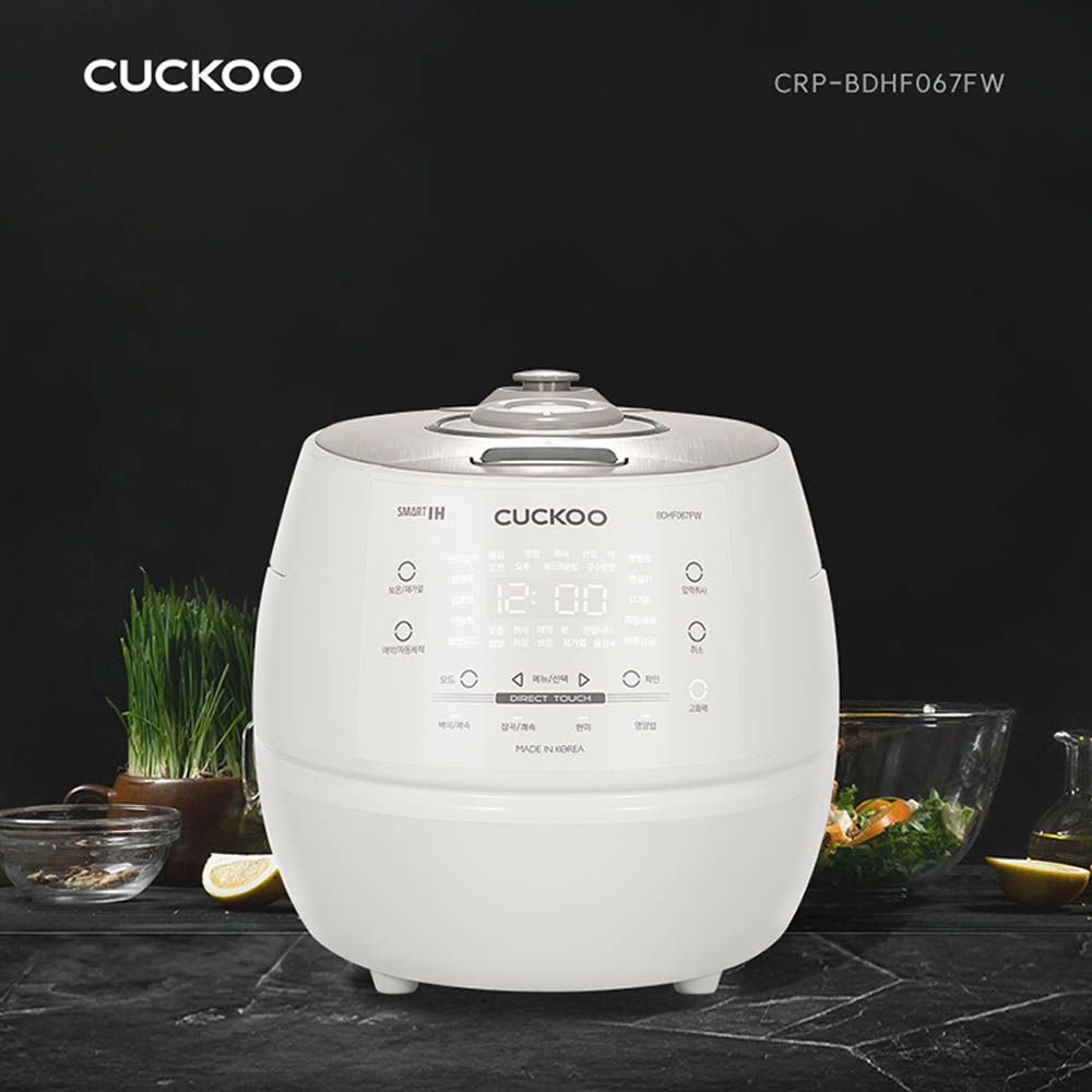 CUCKOO 福库 6杯容量 IH电磁加热电压力电饭煲 铸铁风格内胆 白色 CRP-BDHF067FW – 韩国制造