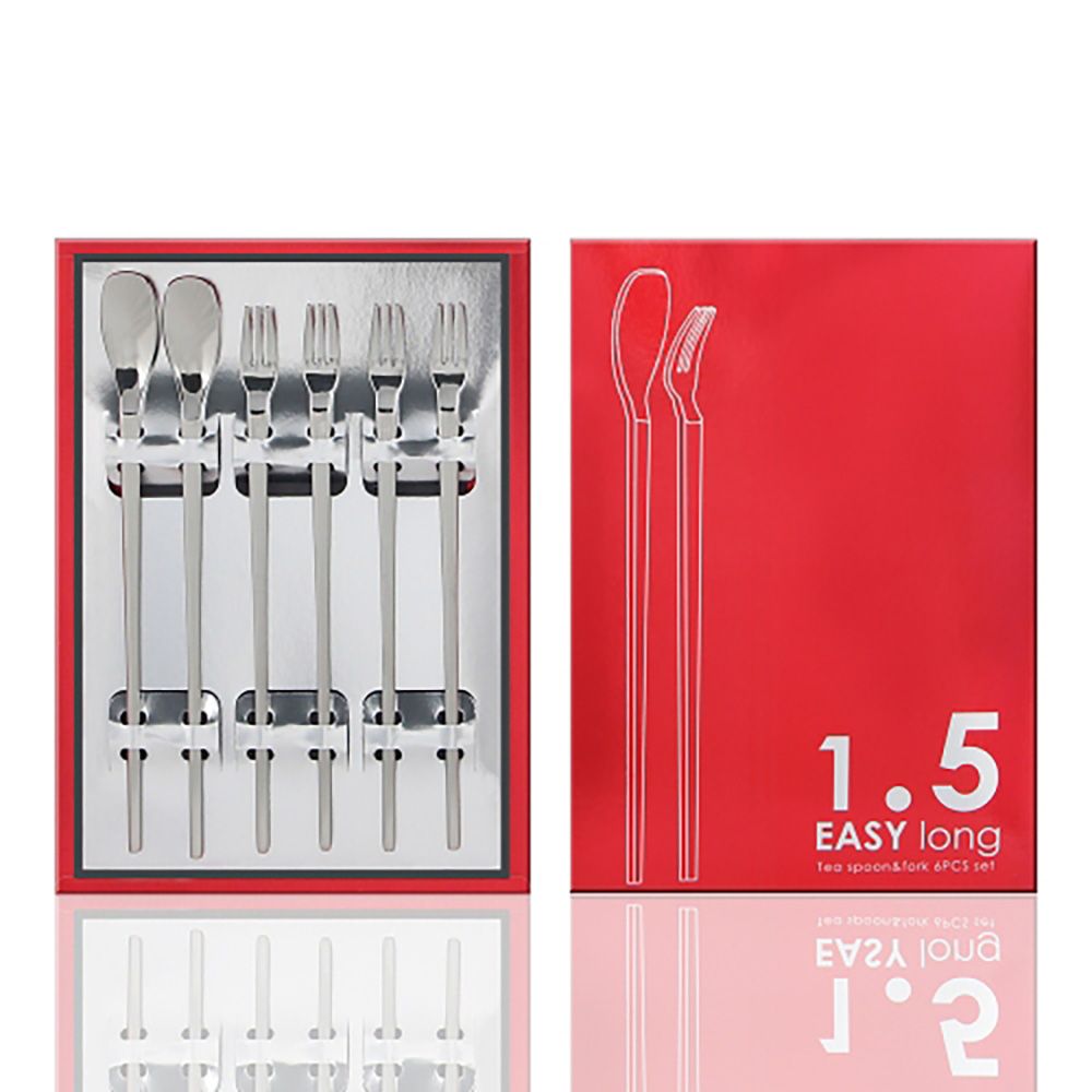 [JEISON] EZ6 1.5 Easy Long Teaspoon and Fork Set  6-piece  Made in Korea 