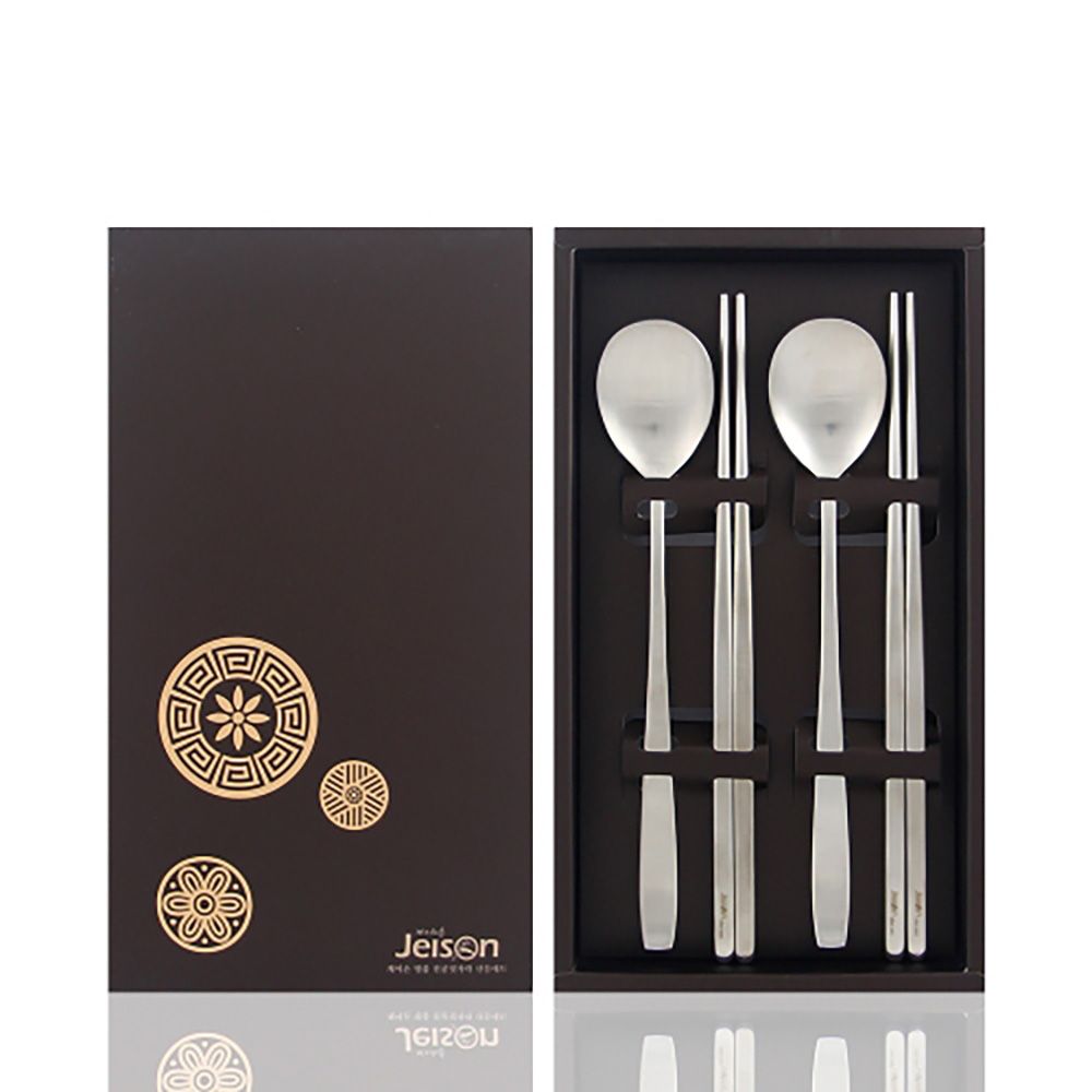 [JEISON] RA4  R-Series Rectangular Vacuum Chopsticks  and spoon 2 Person Set, Made in Korea