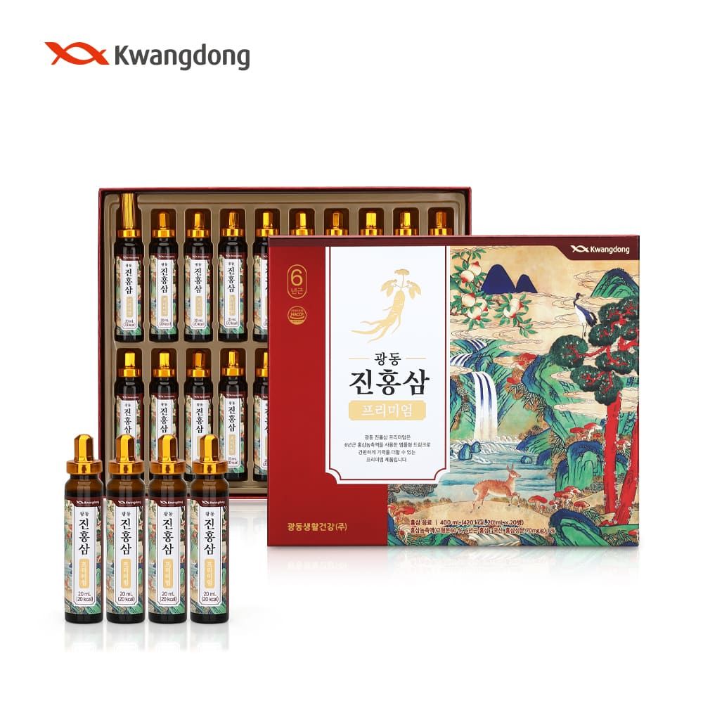 [Kwangdong] Jin Hong Sam Premium 20ml x 20 Bottles_ 6-Year-Old Korean Red Ginseng & 13 Traditional Herbal Ingredients _ Made in Korea