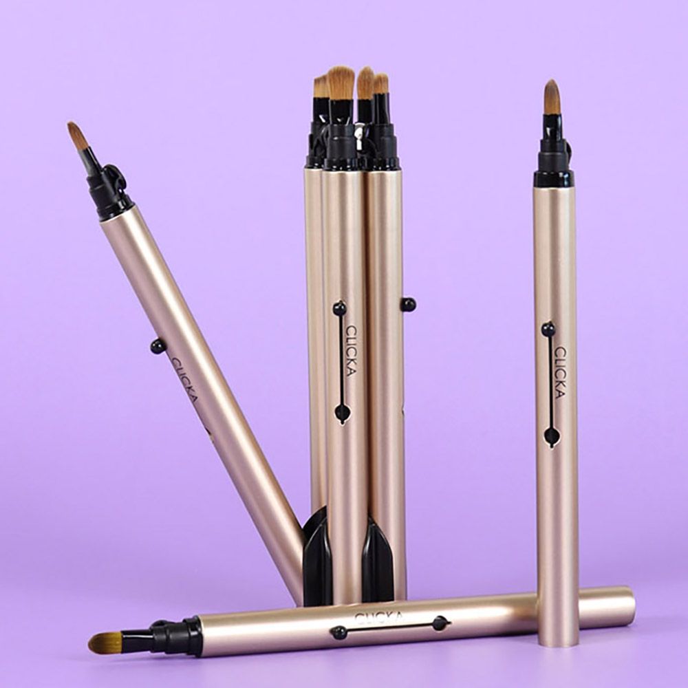 [CLICKA] Autocap Makeup All-in-one Brush Set 5 Pcs (Champagne Gold)-Lip Concealers Eye shadows Brushes-Made in Korea