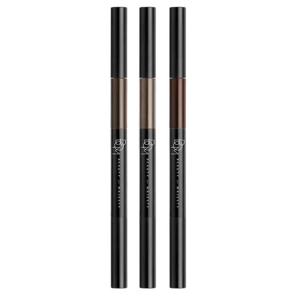 [BOM] 3in1 TRIPLE EDGE EYE BROW Pencil Kit for Eyebrows Makeup 3color-Triple Edge Eyebrow, Pencil, Smudge Cushion, Screw Brush-Made in Korea