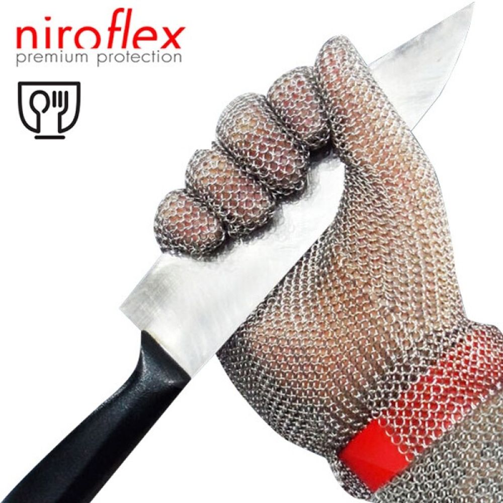 NIROFLEX Metal Chainmail Glove, 5 Fingers/TPU Type, Size Adjustable, KFDA KFDA (Ministry of Food and Drug Safety) certification, CE, Cut prevention, Stainless steel