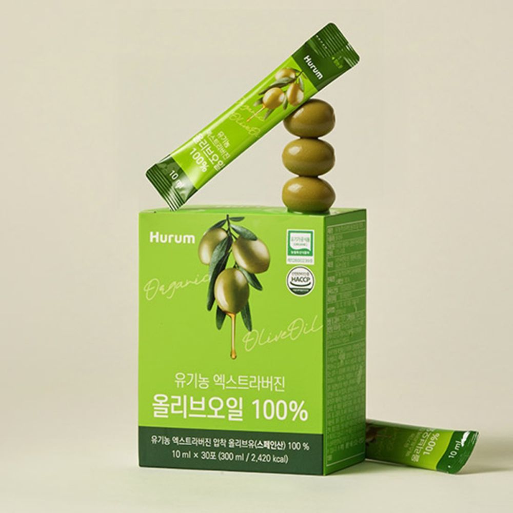 [HURUM] Premium Organic Extra Virgin Olive Oil 100% Unrefined Cold Pressed Single Serve Pouches 30 Sticks _ Made in Korea