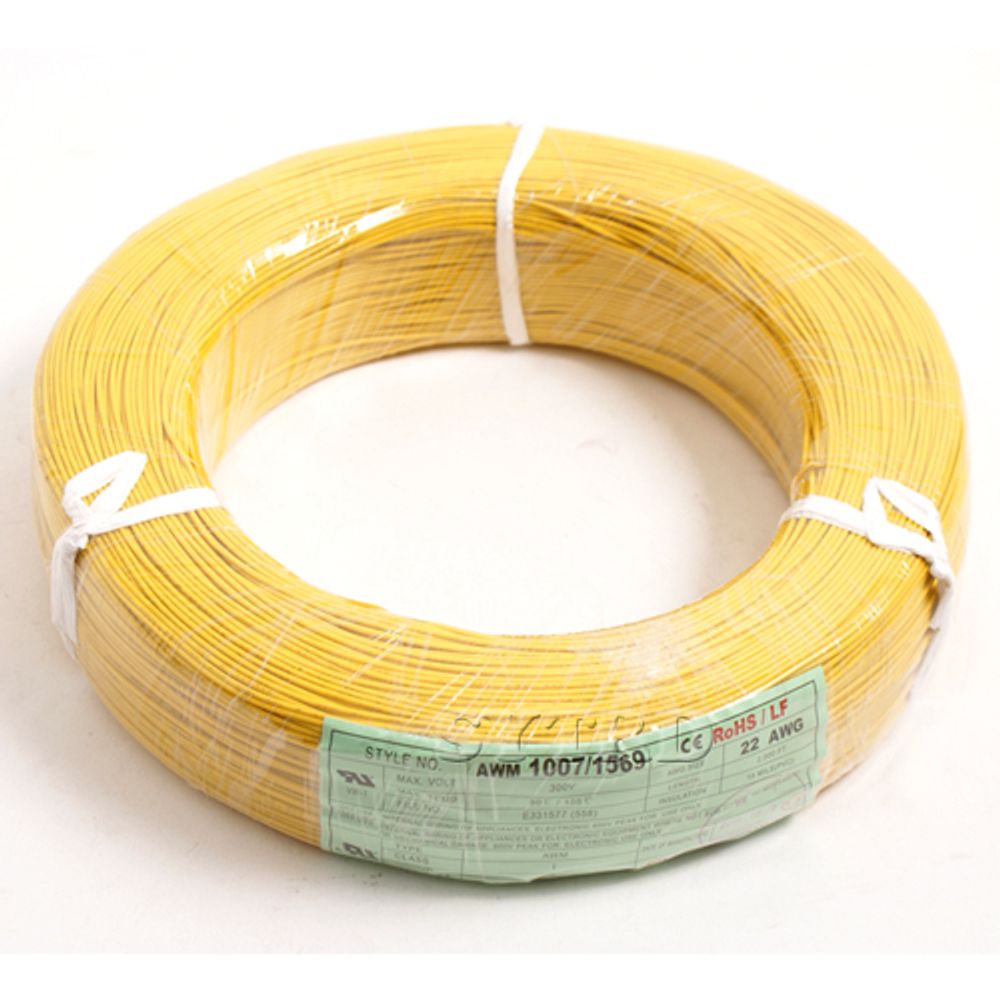 DAEWON Electric Wire 22AWG YELLOW 1ROLL, 610M, 0.4MM, PVC Insulated Wire, UL1007 CE Certified, Flame Retardant