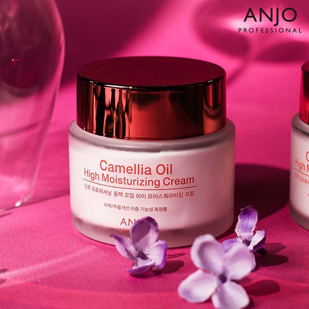 ANJO Camellia Moisturizing Large Capacity Cream 100ml 1+1 Set Yeosu Camellia Oil 50,000ppm Anti-Wrinkle Whitening _ Made in Korea