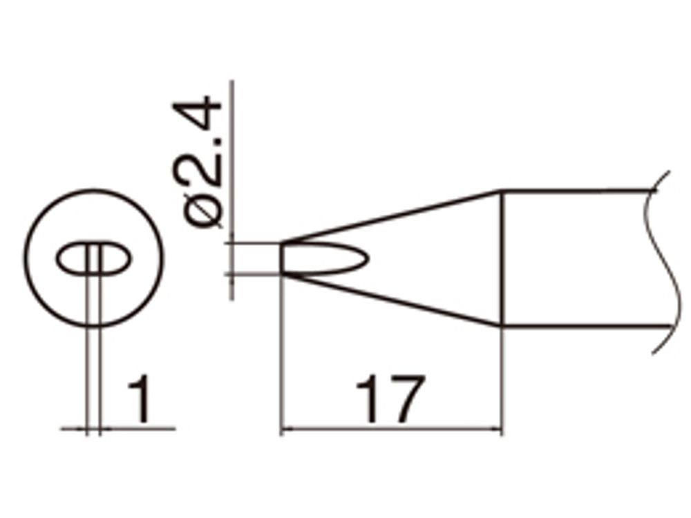 HAKKO Soldering Iron Tip T33-D24, Chisel Tip, For FX-801, T33 Series