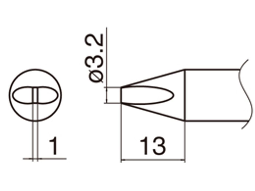 HAKKO Soldering Iron Tip T33-D32, Chisel Tip, For FX-801, T33 Series