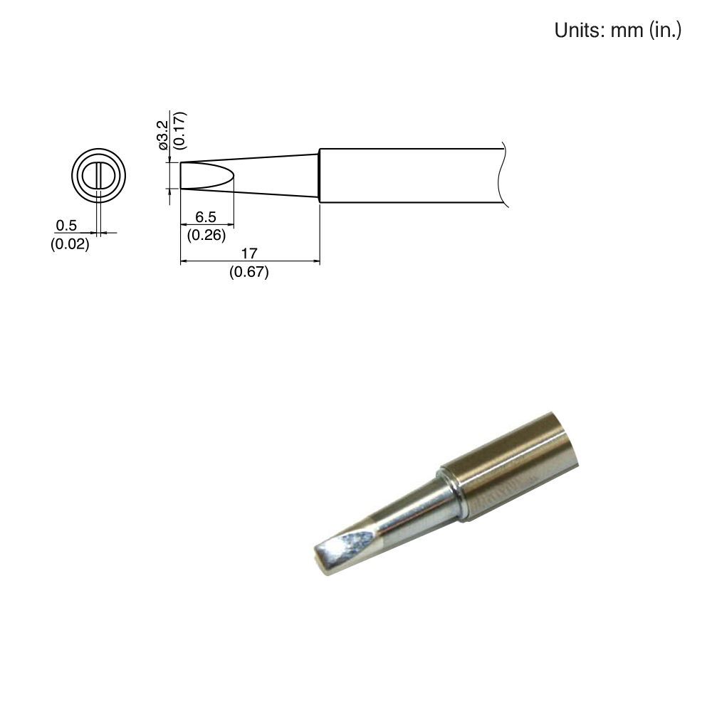 HAKKO Soldering Iron Tip T34-D32, Chisel Tip, For FX-650, T34 Series