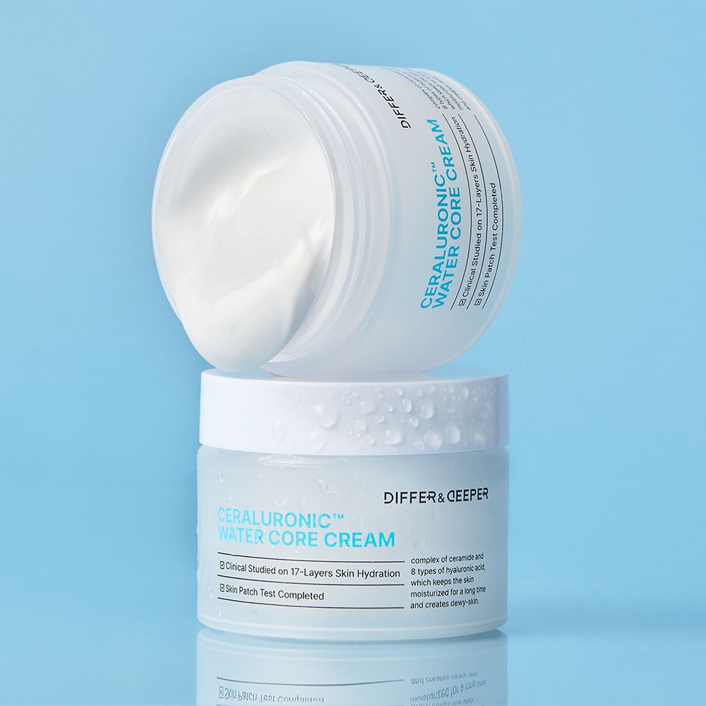 DIFFER&DEEPER Ceraluronic Water Core Cream Intensive 17 Layer Hydration and Moisture Barrier Strengthening Formula _ Made in Korea