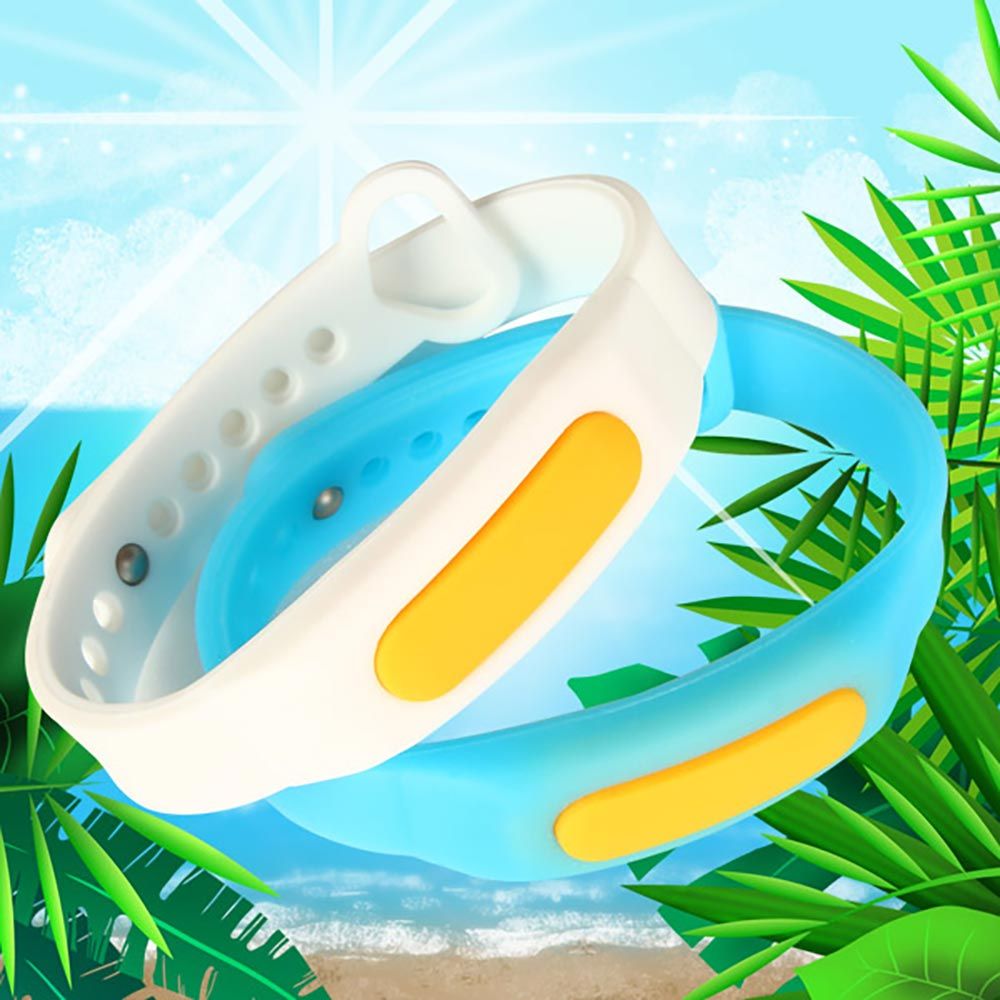 [ILYANG Pharmaceutical ] Essential Summer Mosquito Repellent! Bye-Bye Summer Ring Silicone Bands 3-Pack (White/Blue) - Includes Natural Citronella Oil _ Made in Korea 