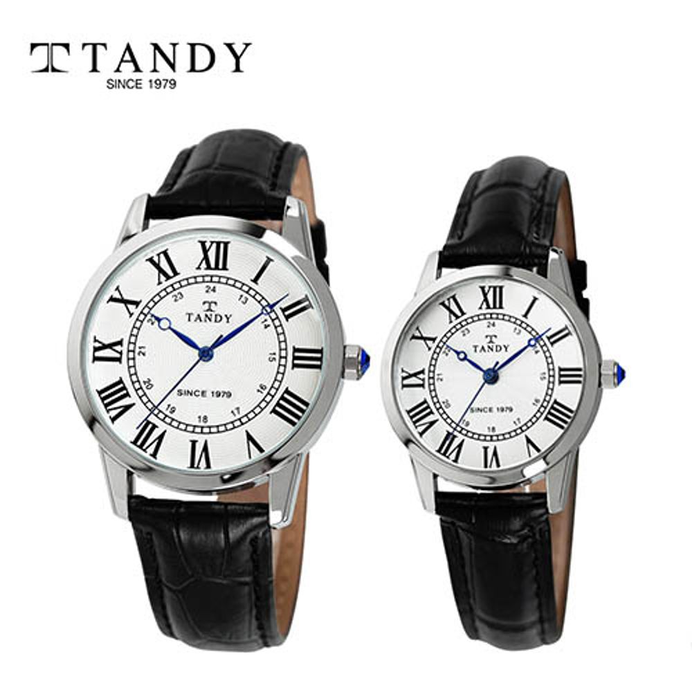 [TANDY] Classic Couple Leather Watch T-1714 – Japan Movement, Genuine Leather Band, Water Resistant